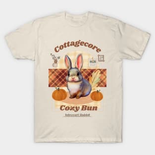 Cozy Vibes Cottagecore Mini Rex Rabbit Introverted Bun in Fall Autumn Season T-Shirt